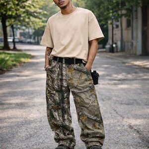 Realtree Xtra Men's Camouflage Jenas Pants Camo Hunting Y2K Gorpcore Wide‎ 38x30